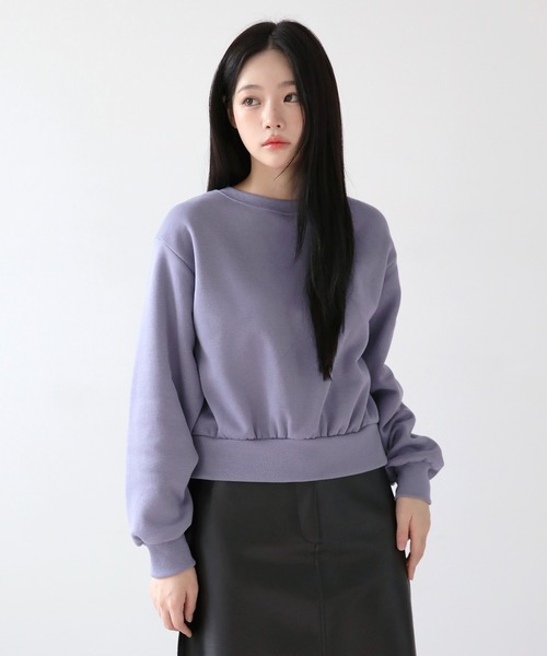 UNE MANSION（ユヌマンション）の「デイリーシンプルラウンドネッククロップドトレーナー（スウェット・レディース・ブラック/ネイビー/スカイブルー/グレー/イエロー/ミント/パープル/オートミール/ピンク・FREE）」の22枚目の写真