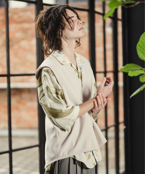 CASPER JOHN（キャスパージョン）の「V-neck loose vest/Vネックルーズベスト（ベスト・メンズ・ライトグリーン/ブラック/ナチュラル・SMALL/MEDIUM/LARGE）」の15枚目の写真
