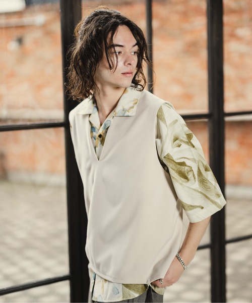 CASPER JOHN（キャスパージョン）の「V-neck loose vest/Vネックルーズベスト（ベスト・メンズ・ライトグリーン/ブラック/ナチュラル・SMALL/MEDIUM/LARGE）」の18枚目の写真