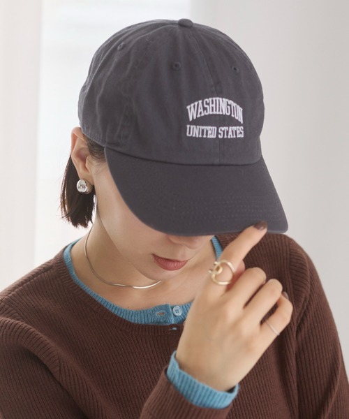 ANGIE（アンジー）の「刺繍 ロゴ キャップ（キャップ・レディース・ネイビー/ライトベージュ/スミクロ/ブラック/カーキ/レッド/ダークブラウン/ワインレッド・FREE）」の9枚目の写真