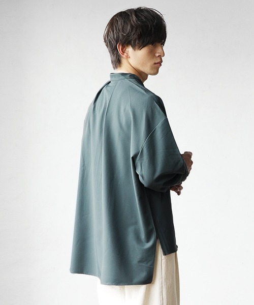 MinoriTY(マイノリティ)の「【MinoriTY】スタンドカラータックシャツ 長袖シャツ メンズ 無地(シャツ/ブラウス・メンズ・ブルーグリーン/パープル/ベージュ・L/M/S)」の10枚目の写真
