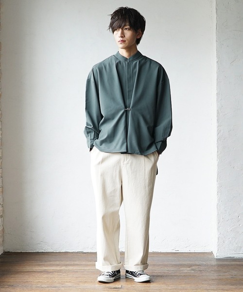 MinoriTY(マイノリティ)の「【MinoriTY】スタンドカラータックシャツ 長袖シャツ メンズ 無地(シャツ/ブラウス・メンズ・ブルーグリーン/パープル/ベージュ・L/M/S)」の11枚目の写真