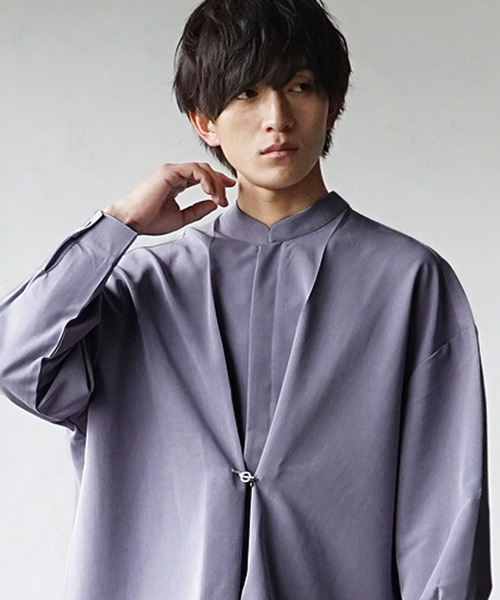 MinoriTY(マイノリティ)の「【MinoriTY】スタンドカラータックシャツ 長袖シャツ メンズ 無地(シャツ/ブラウス・メンズ・ブルーグリーン/パープル/ベージュ・L/M/S)」の12枚目の写真