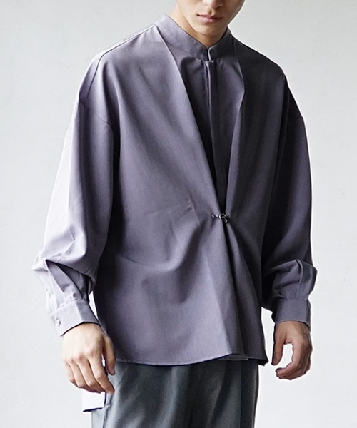 MinoriTY(マイノリティ)の「【MinoriTY】スタンドカラータックシャツ 長袖シャツ メンズ 無地(シャツ/ブラウス・メンズ・ブルーグリーン/パープル/ベージュ・L/M/S)」の13枚目の写真