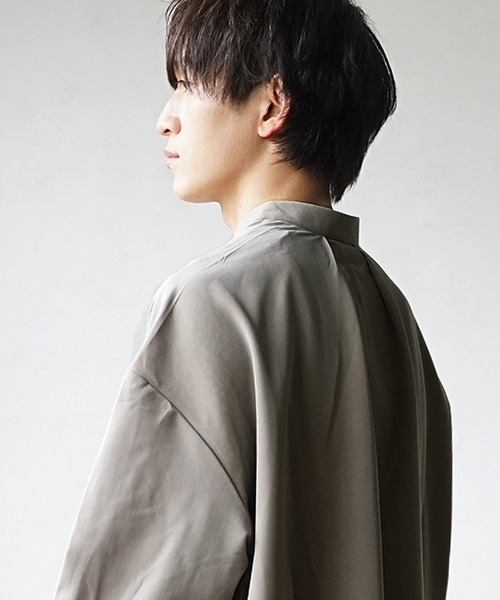 MinoriTY(マイノリティ)の「【MinoriTY】スタンドカラータックシャツ 長袖シャツ メンズ 無地(シャツ/ブラウス・メンズ・ブルーグリーン/パープル/ベージュ・L/M/S)」の4枚目の写真