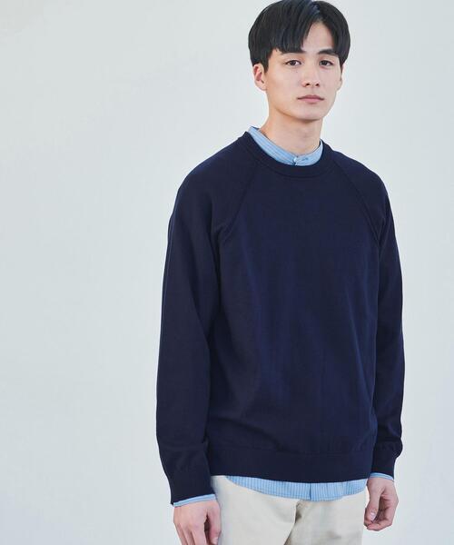 green label relaxing（グリーンレーベルリラクシング）の「スビンコード ラグラン クルーネック ニット（ニット/セーター・メンズ・オレンジ/ネイビー/ライトグレー/ライム・L/S/XL/M）」の3枚目の写真