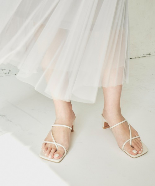 Aunt Marie's（アントマリーズ）の「クロスラインヒールサンダル/細ストラップミュール（サンダル・レディース・ブラック/ゴールド/ホワイト/グリーン・S/M/L）」の14枚目の写真