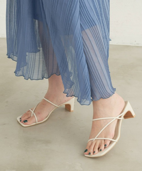 Aunt Marie's（アントマリーズ）の「クロスラインヒールサンダル/細ストラップミュール（サンダル・レディース・ブラック/ゴールド/ホワイト/グリーン・S/M/L）」の17枚目の写真