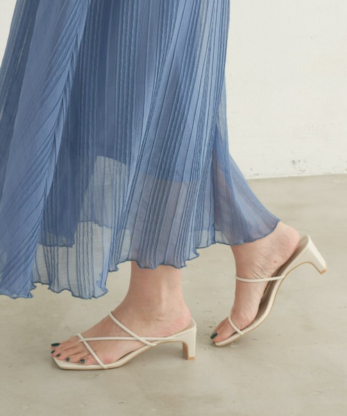 Aunt Marie's（アントマリーズ）の「クロスラインヒールサンダル/細ストラップミュール（サンダル・レディース・ブラック/ゴールド/ホワイト/グリーン・S/M/L）」の18枚目の写真