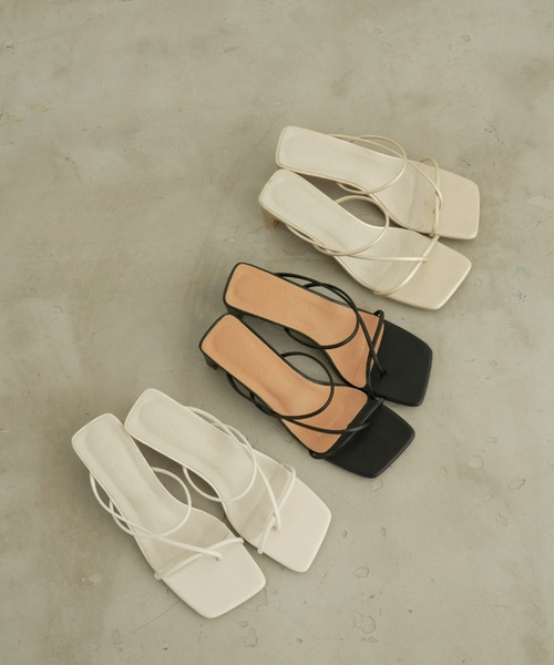 Aunt Marie's（アントマリーズ）の「クロスラインヒールサンダル/細ストラップミュール（サンダル・レディース・ブラック/ゴールド/ホワイト/グリーン・S/M/L）」の6枚目の写真