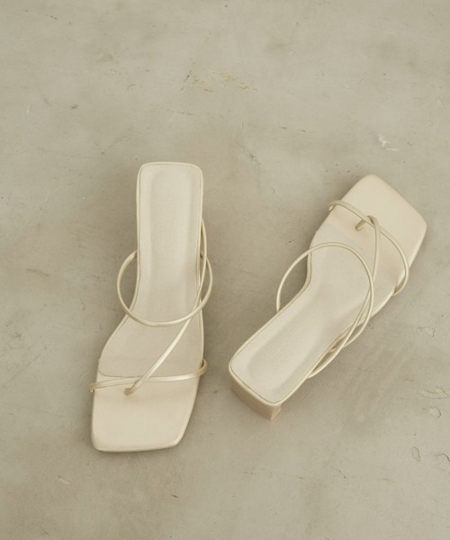 Aunt Marie's（アントマリーズ）の「クロスラインヒールサンダル/細ストラップミュール（サンダル・レディース・ブラック/ゴールド/ホワイト/グリーン・S/M/L）」の7枚目の写真