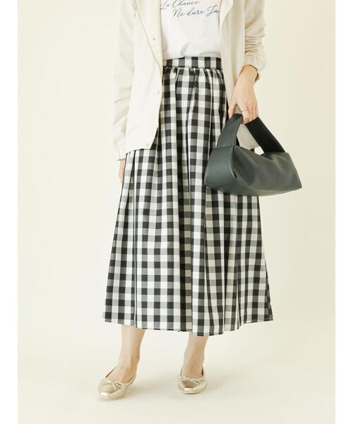 Te chichi（テチチ）の「タフタチェックタックギャザースカート（スカート・レディース・グリーン/ブラック/ネイビー・MEDIUM/SMALL）」の4枚目の写真