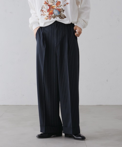 epnok（エプノック）の「ロールアップストライプスラックス（スラックス・メンズ・モカ/ネイビー/チャコールグレー・SMALL/MEDIUM/LARGE）」の3枚目の写真