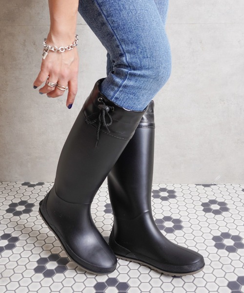 Fabby fabby(ファビィーファビィー)の「ロングレインブーツ/ポータブル(レインシューズ・レディース・ブラック・MEDIUM/LARGE)」の11枚目の写真