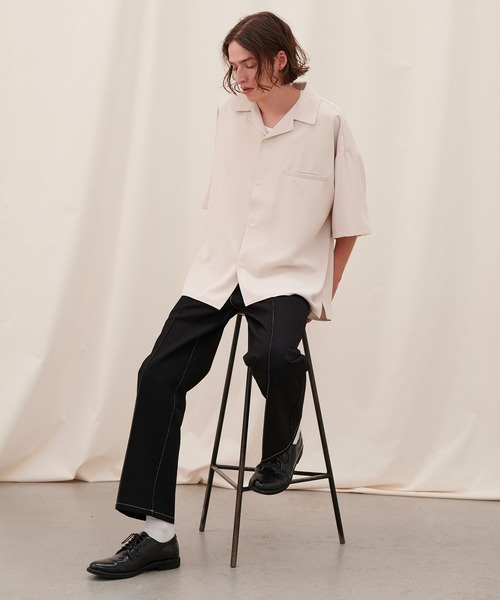 JULLIN（ユリン）の「【JULLIN】 pintuck stitch semi-flare denim / ピンタックステッチセミフレアデニム（スラックス・メンズ・ネイビー/ブラック・S/M/L）」の3枚目の写真