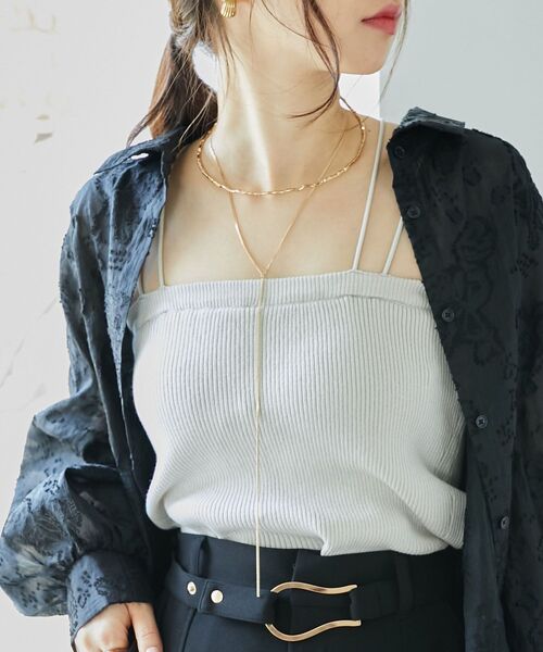 MAJESTIC LEGON（マジェスティックレゴン）の「カップ付きニットキャミ（キャミソール・レディース・アイボリー/ライトグレー/ブラック・MEDIUM）」の3枚目の写真