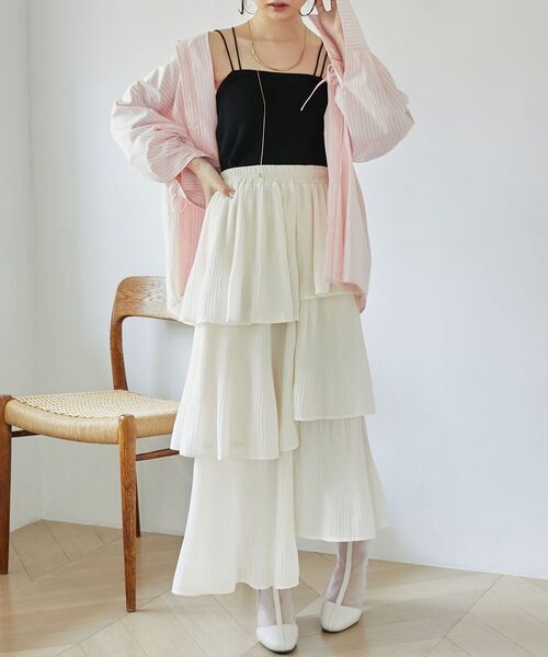 MAJESTIC LEGON（マジェスティックレゴン）の「カップ付きニットキャミ（キャミソール・レディース・アイボリー/ライトグレー/ブラック・MEDIUM）」の4枚目の写真