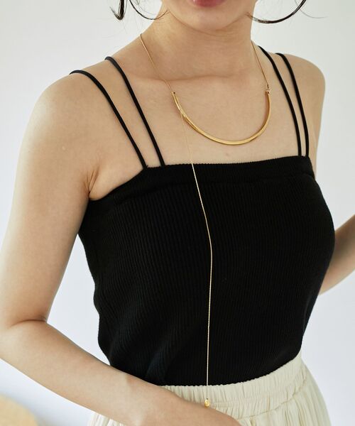 MAJESTIC LEGON（マジェスティックレゴン）の「カップ付きニットキャミ（キャミソール・レディース・アイボリー/ライトグレー/ブラック・MEDIUM）」の22枚目の写真