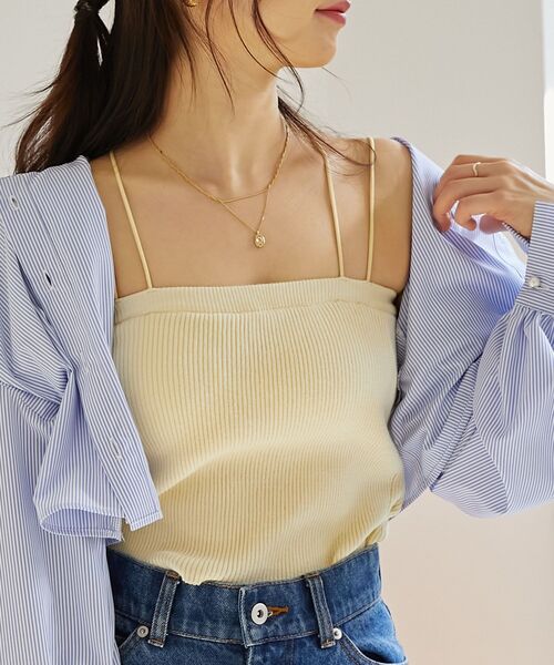 MAJESTIC LEGON（マジェスティックレゴン）の「カップ付きニットキャミ（キャミソール・レディース・アイボリー/ライトグレー/ブラック・MEDIUM）」の19枚目の写真