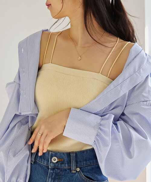 MAJESTIC LEGON（マジェスティックレゴン）の「カップ付きニットキャミ（キャミソール・レディース・アイボリー/ライトグレー/ブラック・MEDIUM）」の18枚目の写真