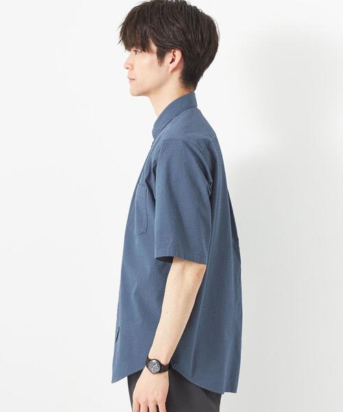 green label relaxing（グリーンレーベルリラクシング）の「サッカードビー ボタンダウン シャツ -抗菌-（シャツ/ブラウス・メンズ・ネイビー/ライトグレー/ロイヤルブルー・M/XL/L/S）」の7枚目の写真