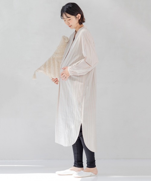フェリシモMama（フェリシモママ）の「Ｍｏｒｅｄｄｅ　マタニティから産後も使える　ママによりそうワンピースパジャマ（マタニティウェア/グッズ・レディース・ブラック系その他/ベージュ系その他/ブルー系その他・MEDIUM/LARGE/X-LARGE）」の5枚目の写真