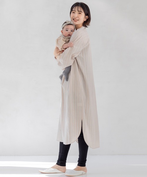 フェリシモMama（フェリシモママ）の「Ｍｏｒｅｄｄｅ　マタニティから産後も使える　ママによりそうワンピースパジャマ（マタニティウェア/グッズ・レディース・ブラック系その他/ベージュ系その他/ブルー系その他・MEDIUM/LARGE/X-LARGE）」の9枚目の写真