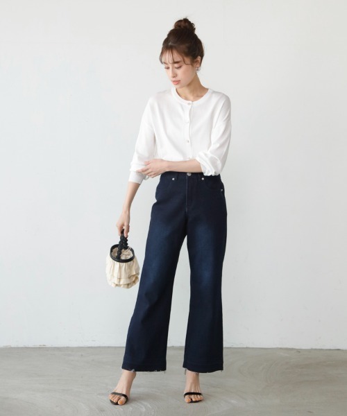 M.deux（エムドゥ）の「◎クルーネックカーディガン◎（カーディガン/ボレロ・レディース・オフホワイト/ブラック/ベージュ/ピンク・MEDIUM）」の19枚目の写真