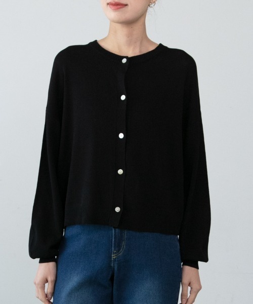 M.deux（エムドゥ）の「◎クルーネックカーディガン◎（カーディガン/ボレロ・レディース・オフホワイト/ブラック/ベージュ/ピンク・MEDIUM）」の9枚目の写真