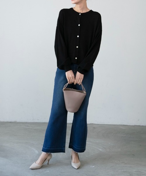 M.deux（エムドゥ）の「◎クルーネックカーディガン◎（カーディガン/ボレロ・レディース・オフホワイト/ブラック/ベージュ/ピンク・MEDIUM）」の7枚目の写真