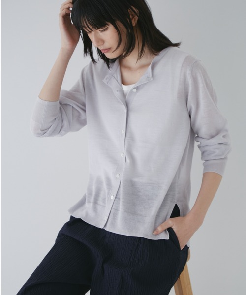 human woman（ヒューマンウーマン）の「◆ラミーハイゲージカーディガン（カーディガン/ボレロ・レディース・ブラック/グレー/イエロー/ブルー/グリーン/ブラウン・MEDIUM/LARGE）」の3枚目の写真