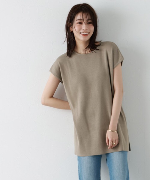 Pierrot(ピエロ)の「フレンチスリーブニットチュニック(ニット/セーター・レディース・ベージュ系その他/オフホワイト/ブラック・M/L)」の11枚目の写真
