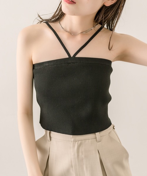 mystic（ミスティック）の「パット付Vキャミソール（キャミソール・レディース・オフホワイト/グレー/アイボリー/ブラック/ベージュ・FREE）」の3枚目の写真