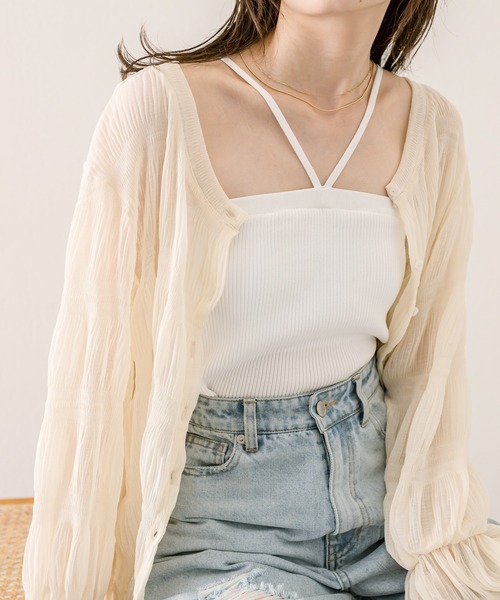 mystic（ミスティック）の「パット付Vキャミソール（キャミソール・レディース・オフホワイト/グレー/アイボリー/ブラック/ベージュ・FREE）」の7枚目の写真