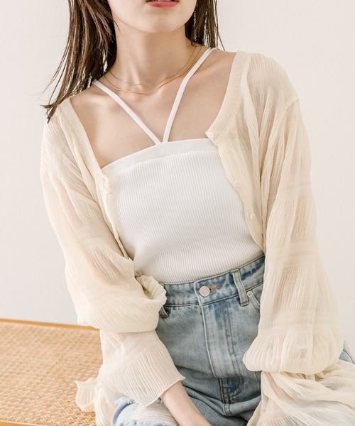 mystic（ミスティック）の「パット付Vキャミソール（キャミソール・レディース・オフホワイト/グレー/アイボリー/ブラック/ベージュ・FREE）」の8枚目の写真