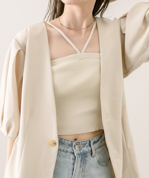 mystic（ミスティック）の「パット付Vキャミソール（キャミソール・レディース・オフホワイト/グレー/アイボリー/ブラック/ベージュ・FREE）」の15枚目の写真