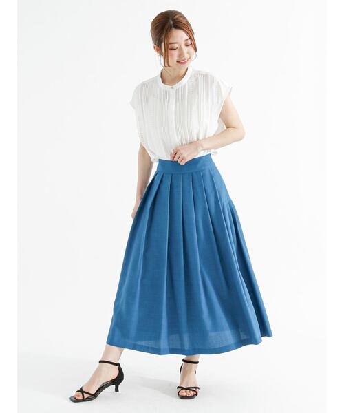 Te chichi（テチチ）の「リネンライクアシンメトリータックスカート（スカート・レディース・ブルー/ネイビー/ベージュ・M/S）」の15枚目の写真