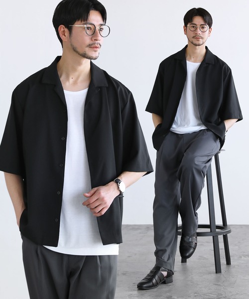 LIL VENDARS（リルヴェンダース）の「Buyer's Select / 【セットアップ 3点セット】防シワ接触冷感リラックスワイドシャツ+天竺タンクトップ+タックワイドパンツ（セットアップ・メンズ・ブラック系その他2/ブルー系その他/ホワイト系その他3/ネイビー系2/ホワイト系その他/グレー系その他3/ホワイト系その他4/ストライプ/グリーン系その他/ブルー系その他2/グレー系その他2/グレー系その他/ブラウン系その他3/その他2/ブラック系その他/ブラック系/チャコール/ベージュ/ネイビー/サックスブルー系/ホワイト系/ブラック/グレー/ネイビー系/ワイン系・L/M/S/XL）」の8枚目の写真