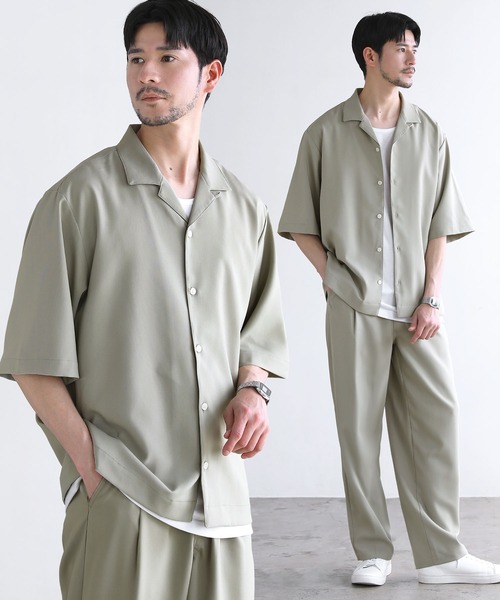 LIL VENDARS（リルヴェンダース）の「Buyer's Select / 【セットアップ 3点セット】防シワ接触冷感リラックスワイドシャツ+天竺タンクトップ+タックワイドパンツ（セットアップ・メンズ・ブラック系その他2/ブルー系その他/ホワイト系その他3/ネイビー系2/ホワイト系その他/グレー系その他3/ホワイト系その他4/ストライプ/グリーン系その他/ブルー系その他2/グレー系その他2/グレー系その他/ブラウン系その他3/その他2/ブラック系その他/ブラック系/チャコール/ベージュ/ネイビー/サックスブルー系/ホワイト系/ブラック/グレー/ネイビー系/ワイン系・L/M/S/XL）」の15枚目の写真