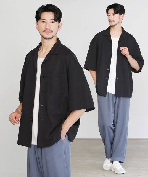 LIL VENDARS（リルヴェンダース）の「Buyer's Select / 【セットアップ 3点セット】防シワ接触冷感リラックスワイドシャツ+天竺タンクトップ+タックワイドパンツ（セットアップ・メンズ・ブラック系その他2/ブルー系その他/ホワイト系その他3/ネイビー系2/ホワイト系その他/グレー系その他3/ホワイト系その他4/ストライプ/グリーン系その他/ブルー系その他2/グレー系その他2/グレー系その他/ブラウン系その他3/その他2/ブラック系その他/ブラック系/チャコール/ベージュ/ネイビー/サックスブルー系/ホワイト系/ブラック/グレー/ネイビー系/ワイン系・L/M/S/XL）」の6枚目の写真