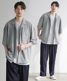 Buyer's Select / 【セットアップ 3点セット】防シワ接触冷感リラックスワイドシャツ+天竺タンクトップ+タックワイドパンツ