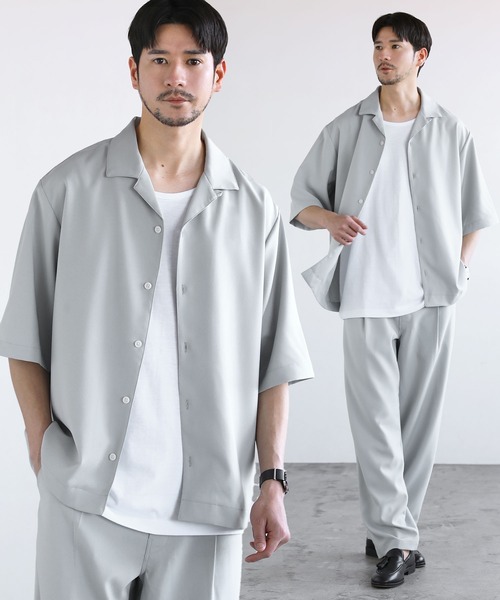 LIL VENDARS（リルヴェンダース）の「Buyer's Select / 【セットアップ 3点セット】防シワ接触冷感リラックスワイドシャツ+天竺タンクトップ+タックワイドパンツ（セットアップ・メンズ・ブラック系その他2/ブルー系その他/ホワイト系その他3/ネイビー系2/ホワイト系その他/グレー系その他3/ホワイト系その他4/ストライプ/グリーン系その他/ブルー系その他2/グレー系その他2/グレー系その他/ブラウン系その他3/その他2/ブラック系その他/ブラック系/チャコール/ベージュ/ネイビー/サックスブルー系/ホワイト系/ブラック/グレー/ネイビー系/ワイン系・L/M/S/XL）」の9枚目の写真