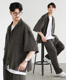 Buyer's Select / 【セットアップ 3点セット】防シワ接触冷感リラックスワイドシャツ+天竺タンクトップ+タックワイドパンツ