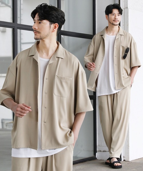 LIL VENDARS（リルヴェンダース）の「Buyer's Select / 【セットアップ 3点セット】防シワ接触冷感リラックスワイドシャツ+天竺タンクトップ+タックワイドパンツ（セットアップ・メンズ・ブラック系その他2/ブルー系その他/ホワイト系その他3/ネイビー系2/ホワイト系その他/グレー系その他3/ホワイト系その他4/ストライプ/グリーン系その他/ブルー系その他2/グレー系その他2/グレー系その他/ブラウン系その他3/その他2/ブラック系その他/ブラック系/チャコール/ベージュ/ネイビー/サックスブルー系/ホワイト系/ブラック/グレー/ネイビー系/ワイン系・L/M/S/XL）」の14枚目の写真