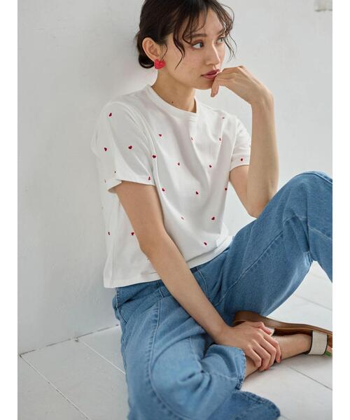 セール】・Double Flags ハート刺繍Tシャツ（Tシャツ/カットソー