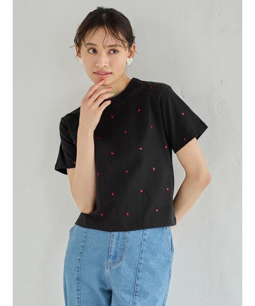 セール】・Double Flags ハート刺繍Tシャツ（Tシャツ/カットソー