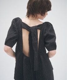 バルーンスリーブジャガードブラウス