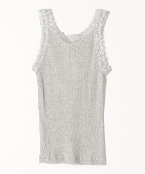 SHIPS any（シップス エニィ）の「MORETTA:〈洗濯機可能〉レース リブ タンクトップ（タンクトップ・レディース・ブラック/ライトグレー/ホワイト・ONE SIZE）」の4枚目の写真