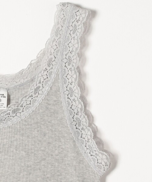 SHIPS any（シップス エニィ）の「MORETTA:〈洗濯機可能〉レース リブ タンクトップ（タンクトップ・レディース・ブラック/ライトグレー/ホワイト・ONE SIZE）」の6枚目の写真