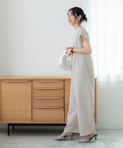 6010【美品】かぐれ　オールインワン　つなぎ　リネン　麻　ベージュ　ナチュラル 6010【美品】かぐれ オールインワン つなぎ リネン 麻 ベージュ ナチュラル